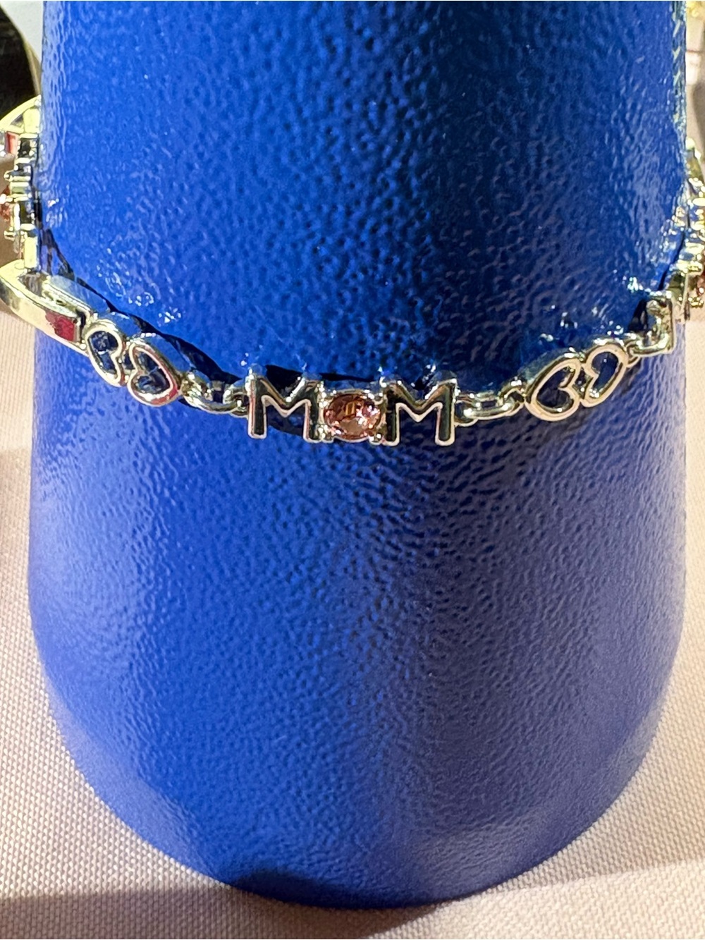 Avon Silver-Tone MOM Bracelet with Pink Accent